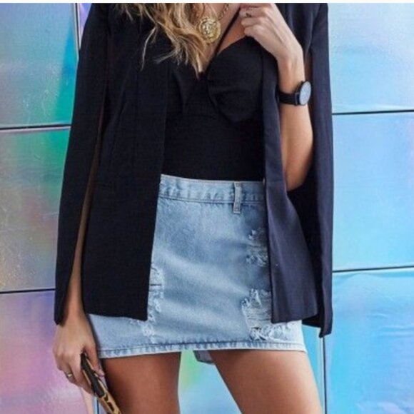 One Teaspoon | Mini Freelove Distressed Denim Skirt In Bleu Cult - Picture 16 of 16